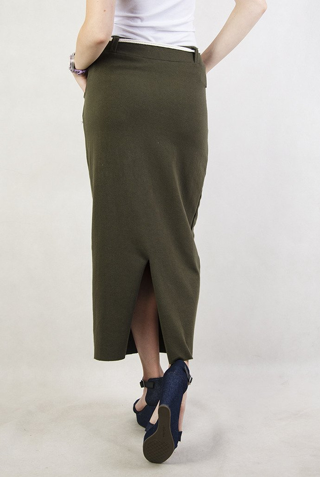 Zielona spódnica maxi ze sznurkiem