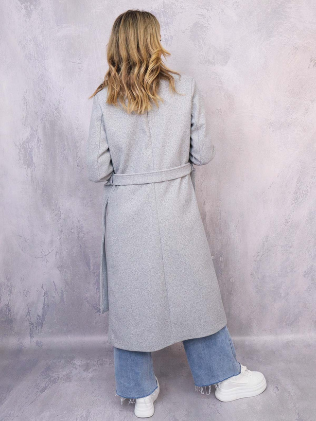 DŁUGI WIĄZANY PŁASZCZ- SZARY