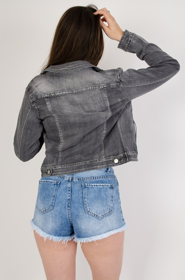 Szara kurtka jeansowa