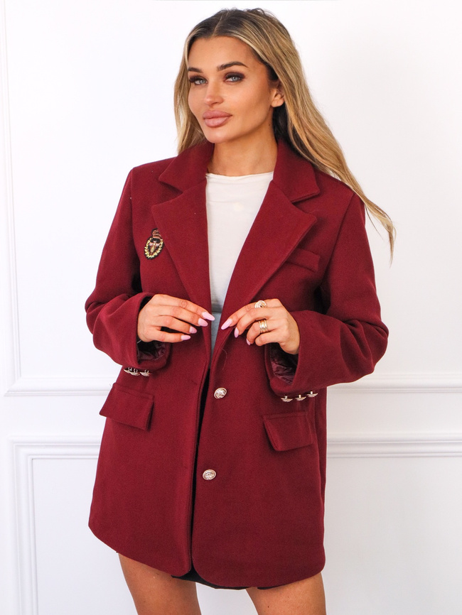 PŁASZCZ MARYNARKA Z NASZYWKĄ- BORDOWY