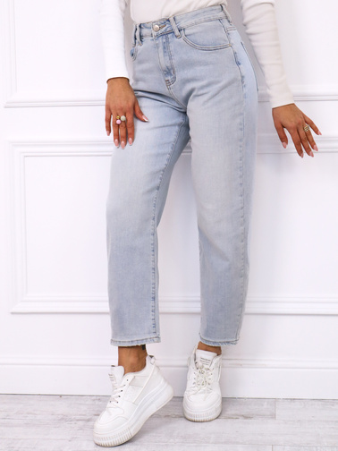 SPODNIE JEANSOWE O KROJU MOM FIT- NIEBIESKIE