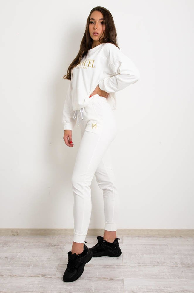 BIAŁY KOMPLET DRESOWY  Z LOGO LAMANUEL