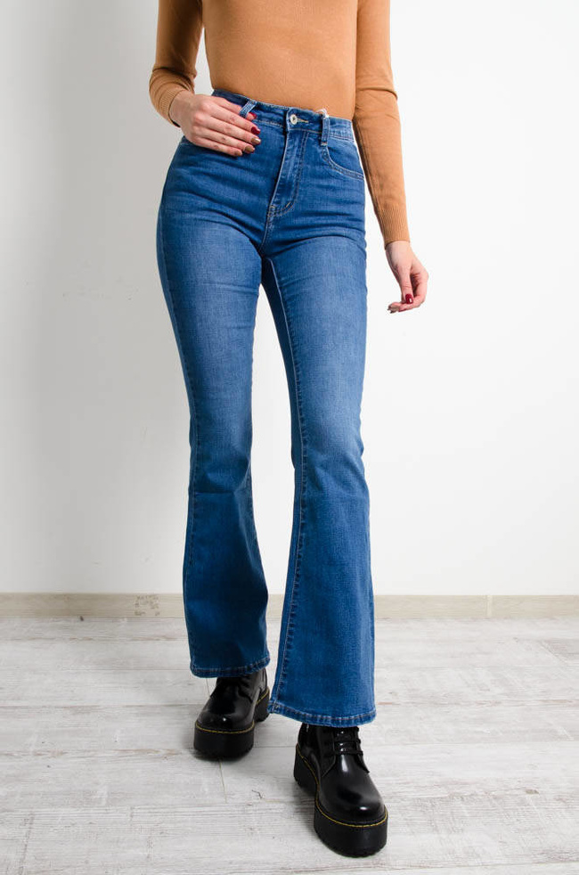 SPODNIE JEANSOWE FLARED JEANS- WYSOKI STAN