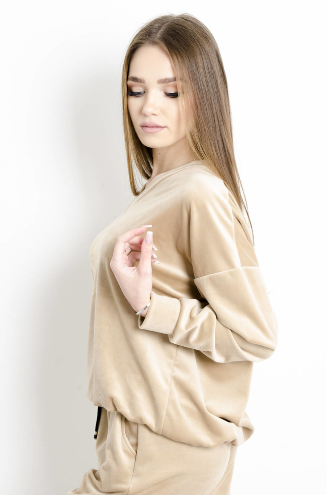 KOMPLET DRESOWY WELUROWY BEŻOWY