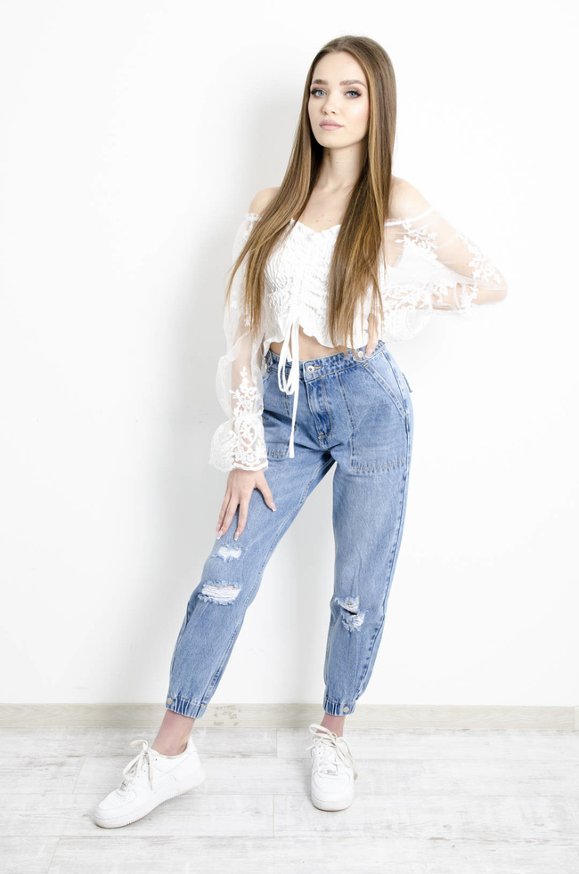 JASNE SPODNIE JEANSOWE BALLOON