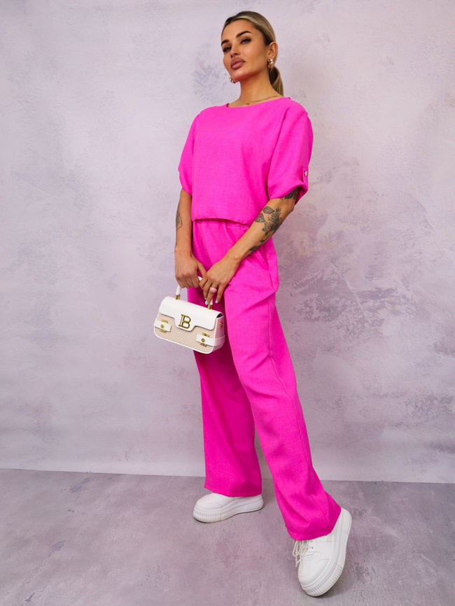 KOMPLET MATERIAŁOWY BLUZKA+ SPODNIE- RÓŻOWY