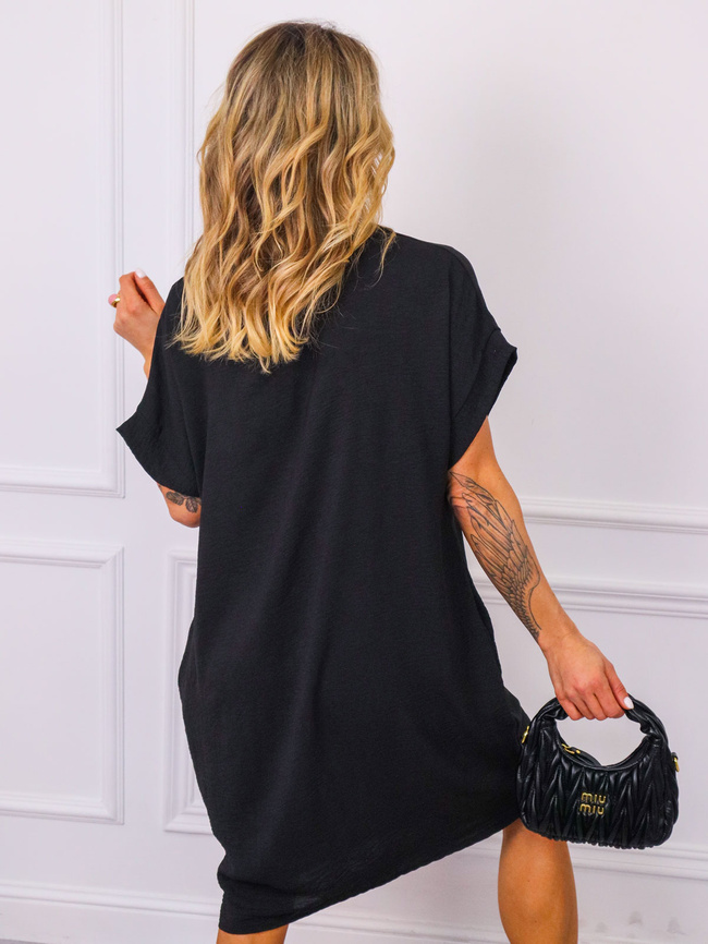 SUKIENKA T-SHIRTOWA Z KIESZENIAMI- CZARNA