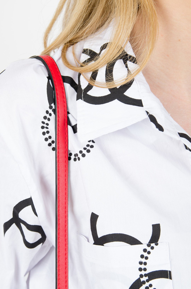 BIAŁA SUKIENKA KOSZULOWA WE WZORY