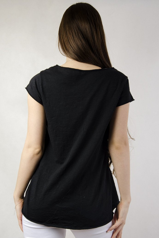 Czarna bluzka z cekinowymi ustami