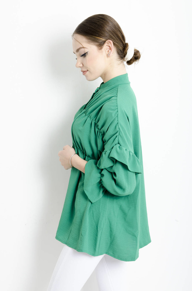 KOSZULA ZIELONA Z FALBANAMI 