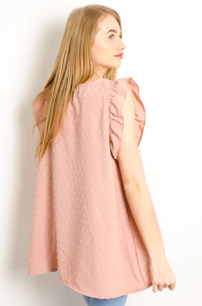 RÓŻOWA BLUZKA Z PLUMETI - WISIOREK W ZESTAWIE