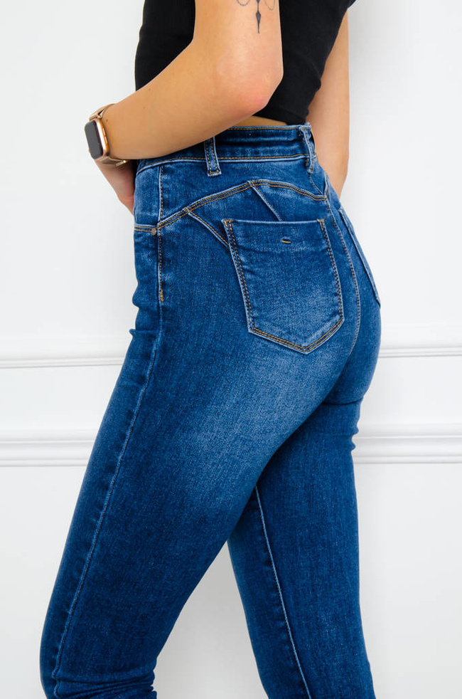SPODNIE JEANSOWE SKINNY PUSH UP- CIEMNY JEANS