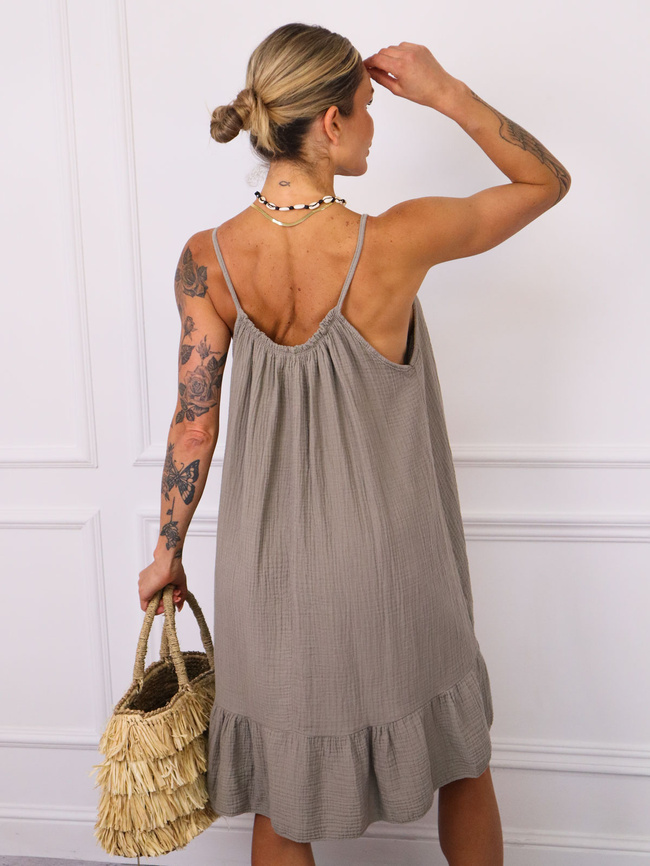 SUKIENKA MINI MUŚLNOWA NA RAMIĄCZKA Z FALBANĄ- FANGO