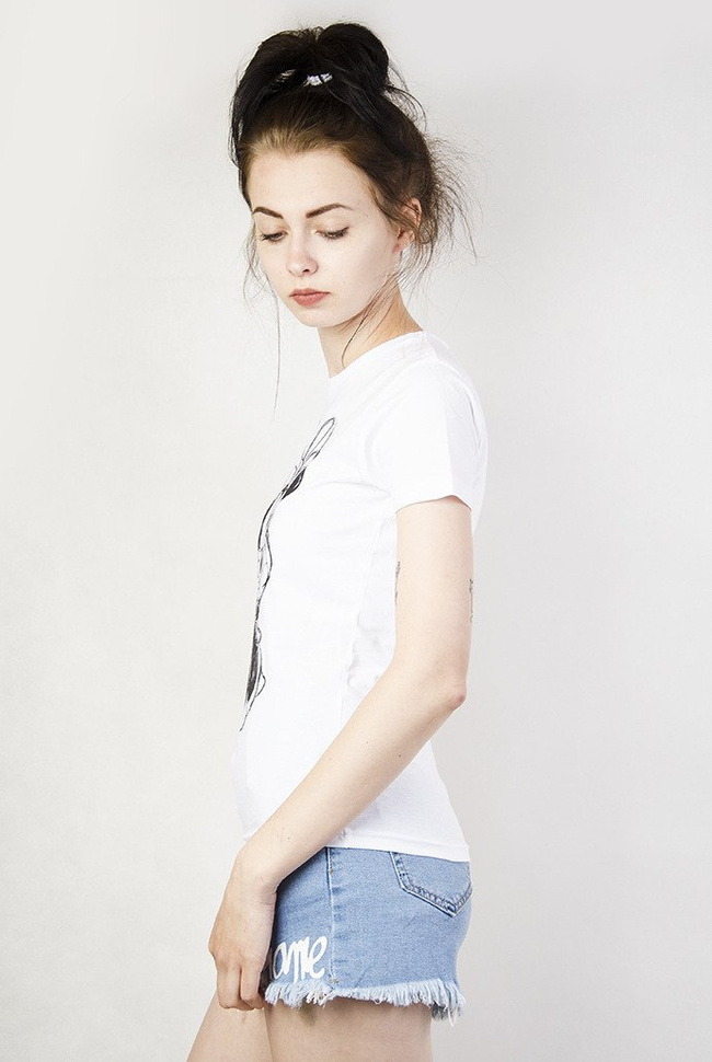 Biała bluzka ze szkicem Minnie Mouse