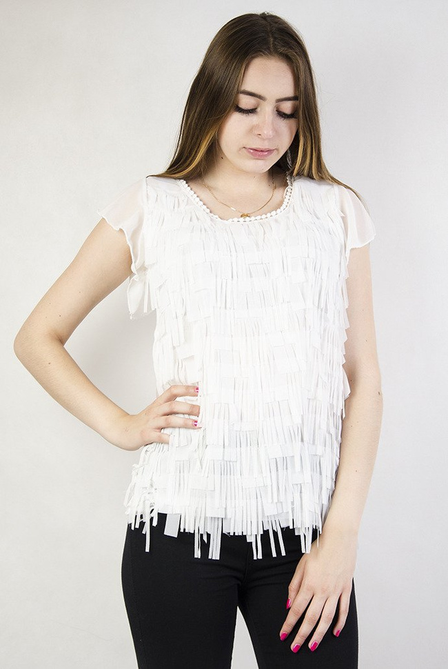 Biała bluzka z frędzelkami