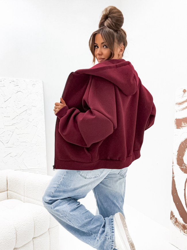 BLUZA Z KAPTUREM OVERSIZE- BORDOWA