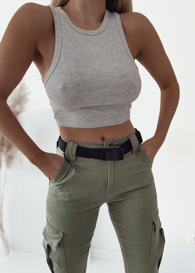 SPODNIE BOJÓWKI Z KIESZENIAMI+ PASEK- ZIELONE