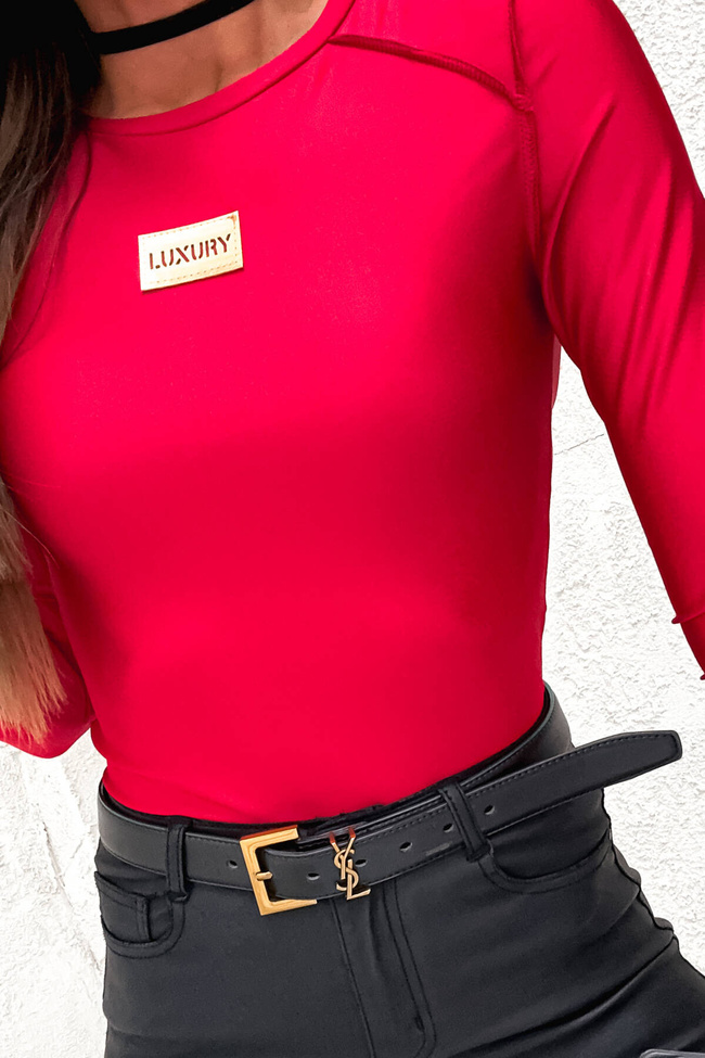 BLUZKA Z NASZYWKĄ LUXURY- CZERWONA