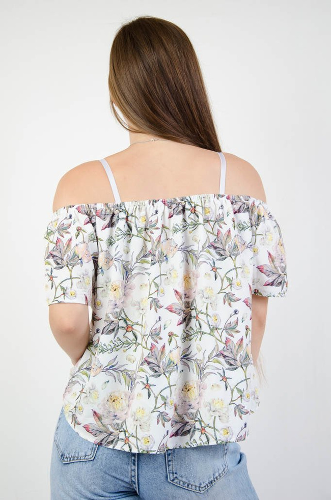 BIAŁA HISZPANKA W KOLOROWE KWIATY