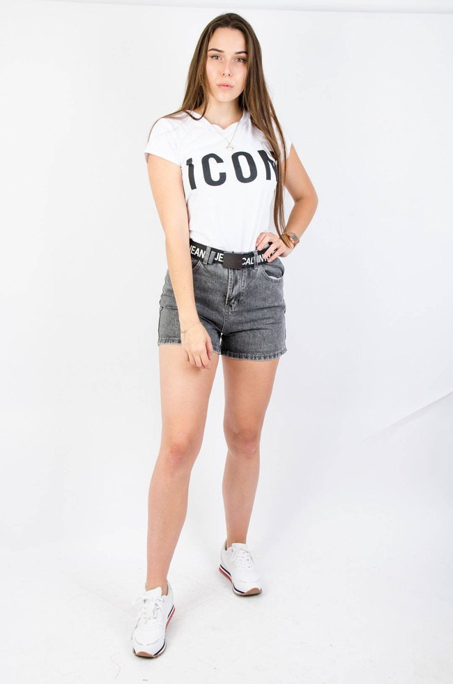 CIEMNO-SZARE SZORTY Z WYSOKIM STANEM