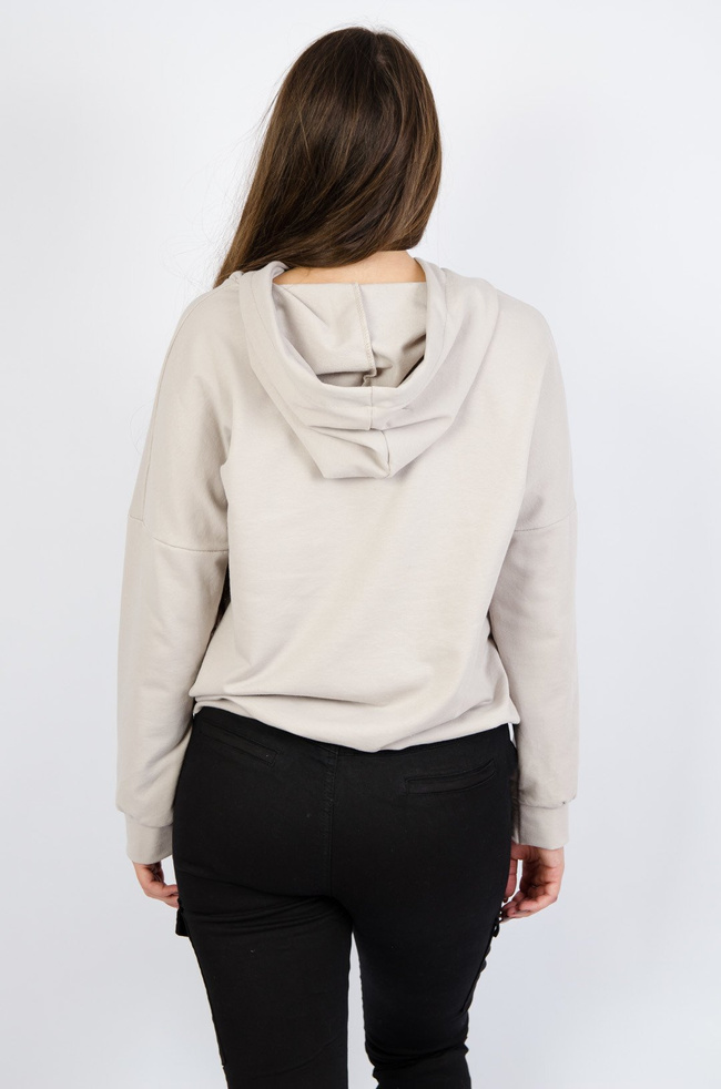  Bluza z kapturem w kolorze beżowym z napisem " vogue"