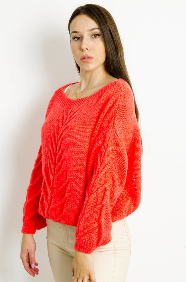 POMARAŃCZOWY SWETER O LUŹNYM KROJU