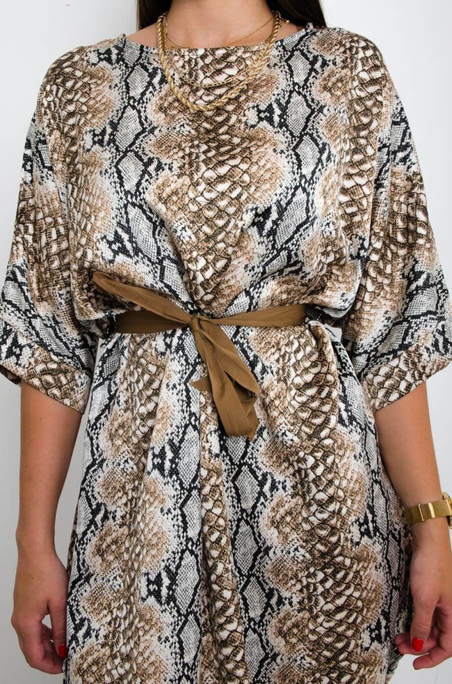 SATYNOWA SUKIENKA NIETOPERZ -WZÓR WĘŻOWY