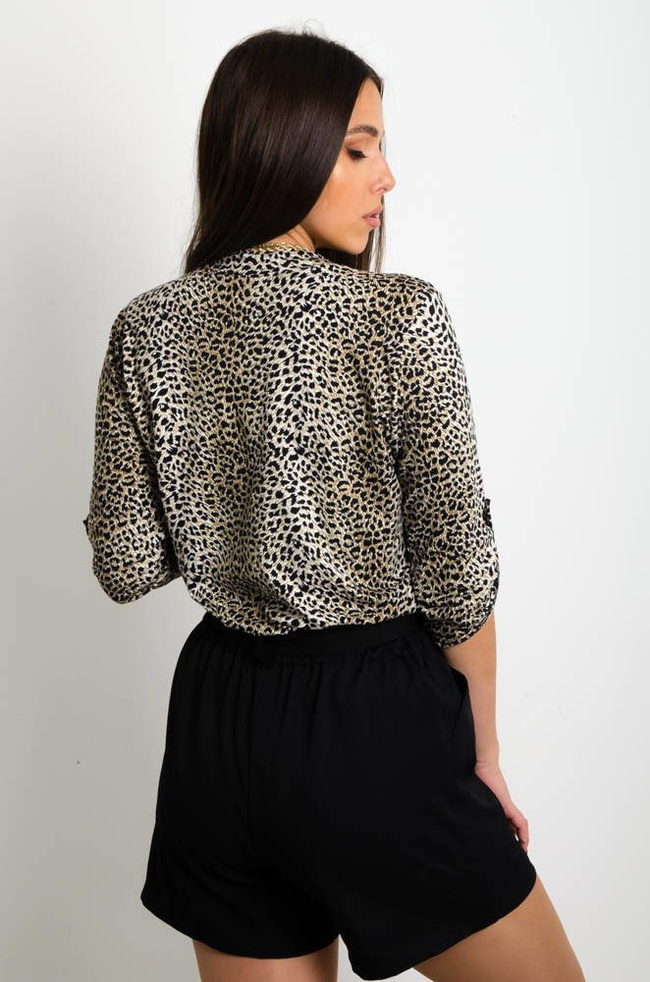 BLUZKA W PANTERKĘ Z GUMKĄ NA DOLE,RĘKAW 3/4