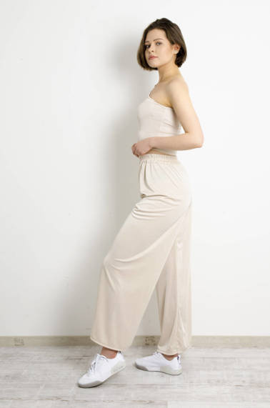 KOMPLET SPODNIE+ TOP - BEŻOWY