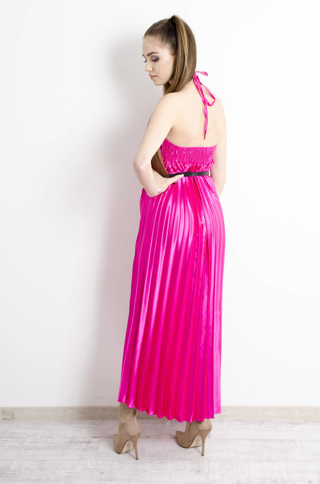 SUKIENKA RÓŻOWA PLISOWANA Z PASKIEM