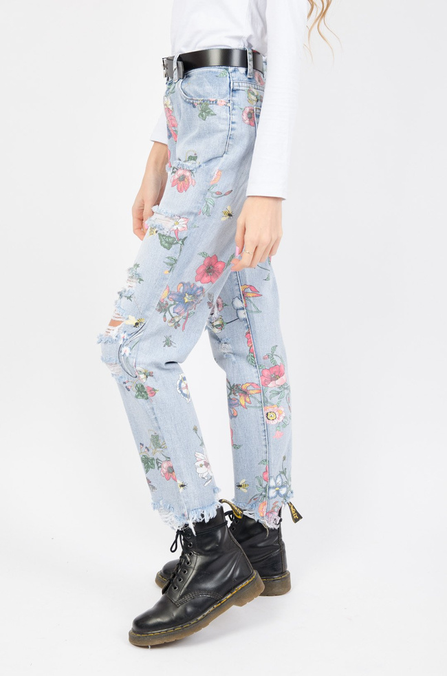 SPODNIE W KWIATY TYPU RELAXED FIT 