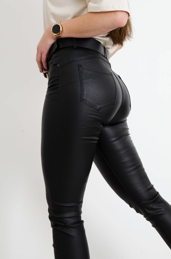 WOSKOWANE SPODNIE Z WYSOKIM STANEM TYPU PUSH UP - PLUS SIZE (L-4XL)