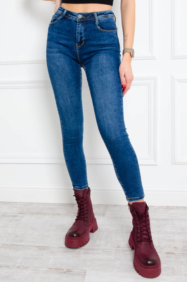 SPODNIE JEANSOWE SKINNY PUSH UP- CIEMNY JEANS