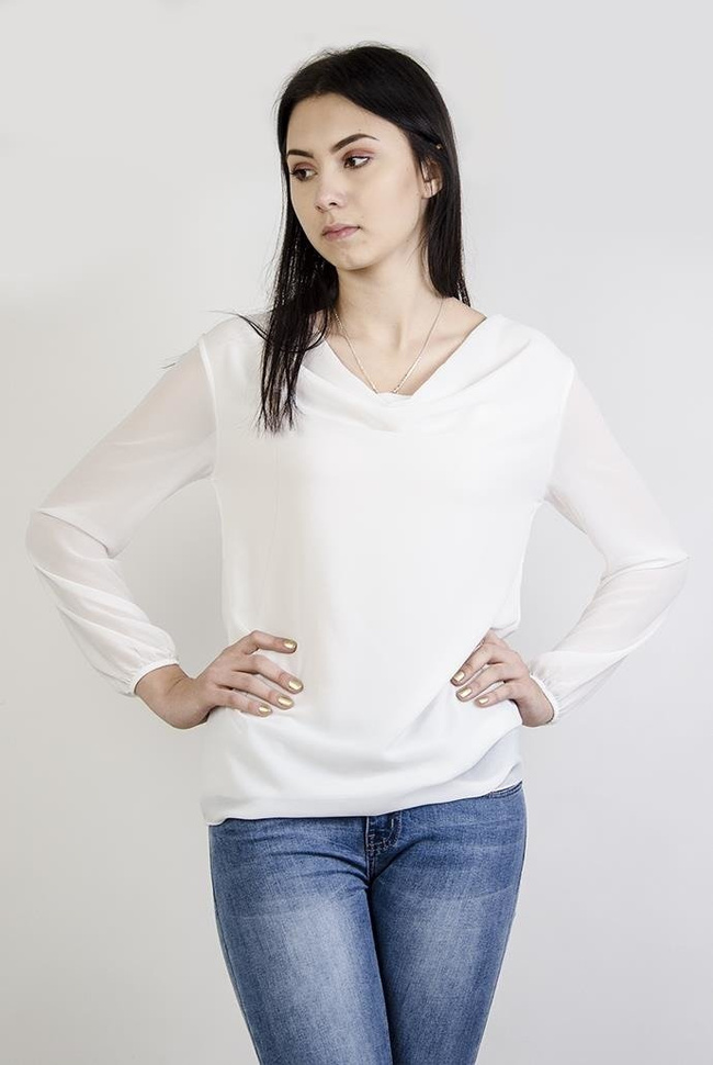 Biała bluzka koszulowa z wiązaniem z tyłu