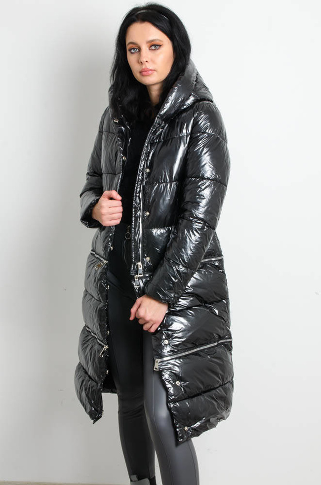 CZARNA KURTKA WINYLOWA 3W1