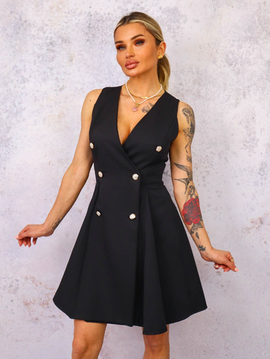 SUKIENKA MINI Z GUZIKAMI- CZARNA