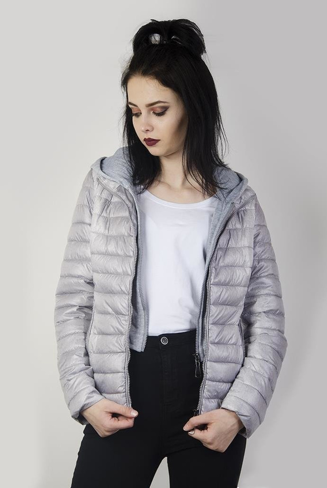 Kurtka pikowana szara, z szarym podszyciem