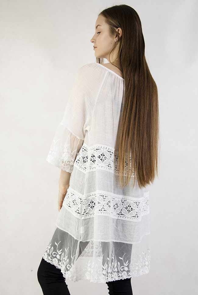 Biała ażurowa tunika