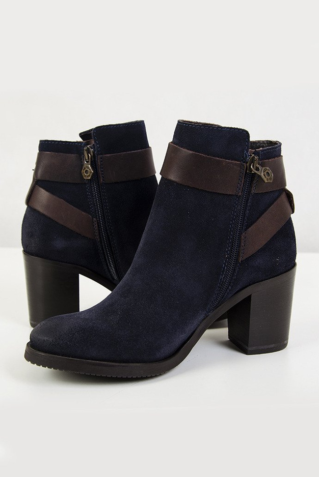 Tommy Hilfiger granatowe botki z paskami