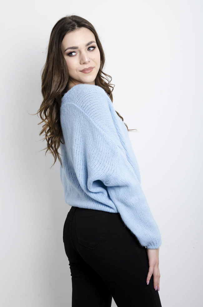 SWETER KARDIGAN ZAPINANY NA GUZIKI- NIEBIESKI