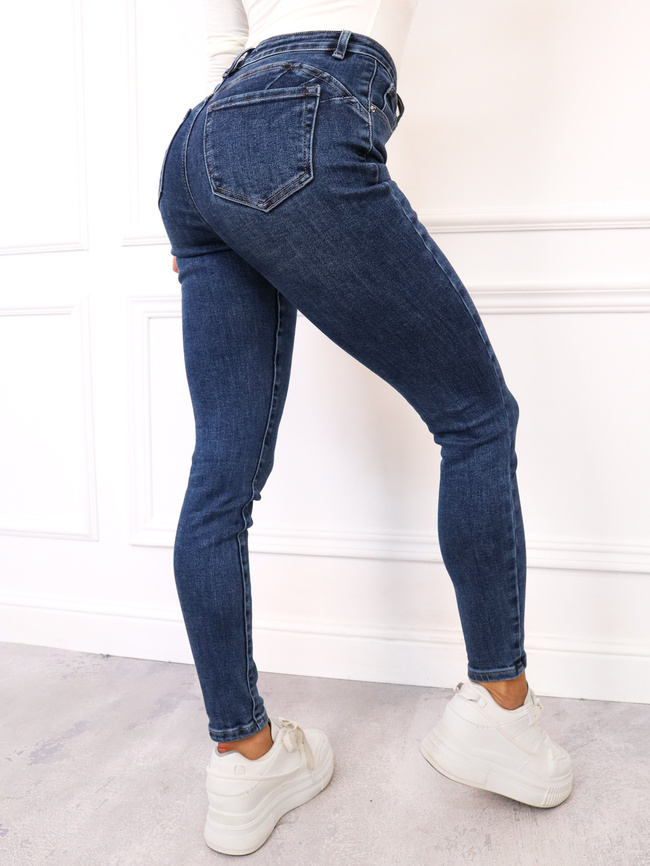 SPODNIE JEANSOWE SKINNY PUSH UP- GRANATOWE