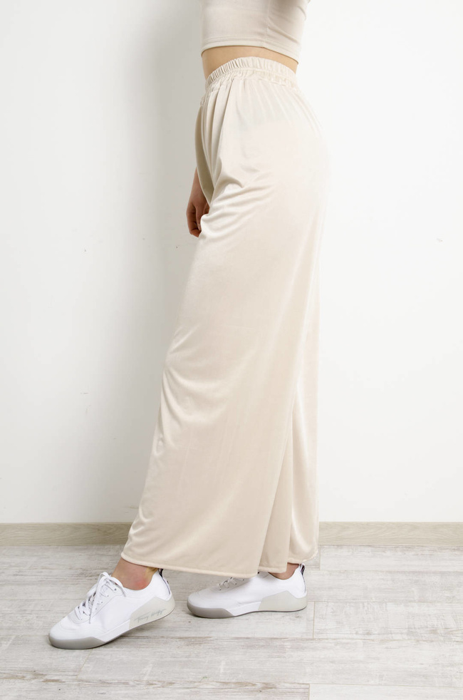 KOMPLET SPODNIE+ TOP - BEŻOWY