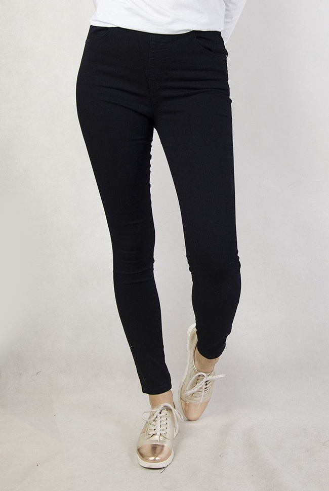 Granatowe spodnie skinny z gumą w pasie