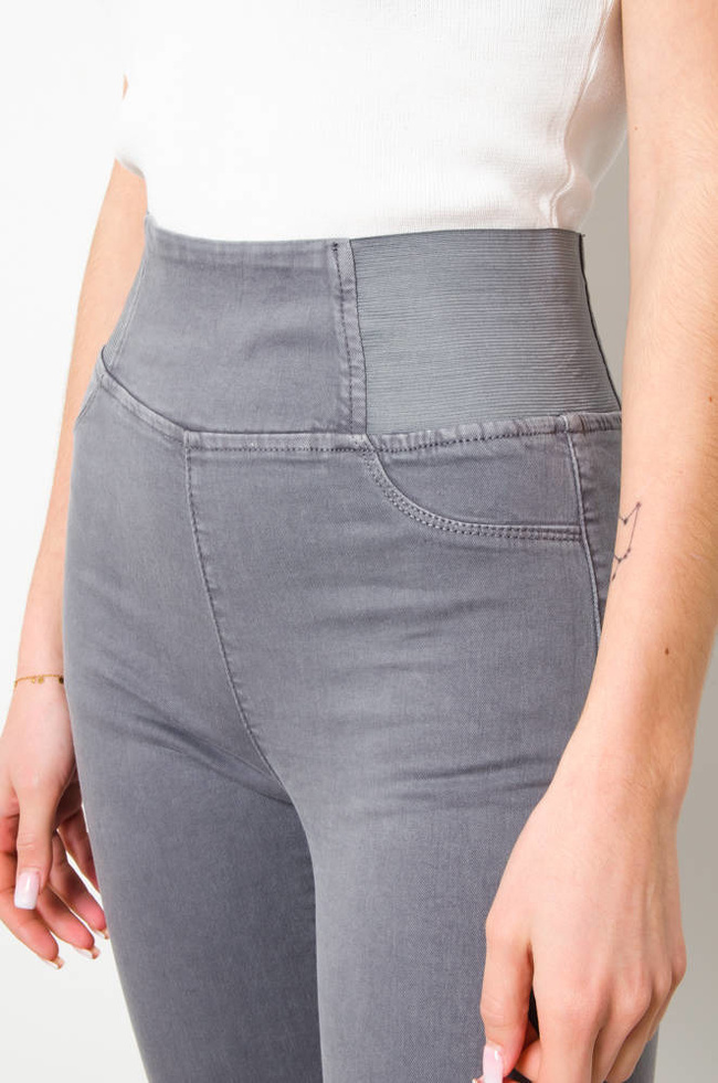 SPODNIE JEGGINSY Z GUMĄ W PASIE - WYSOKI STAN- POLECANE DLA WYSOKICH OSÓB- SZARE