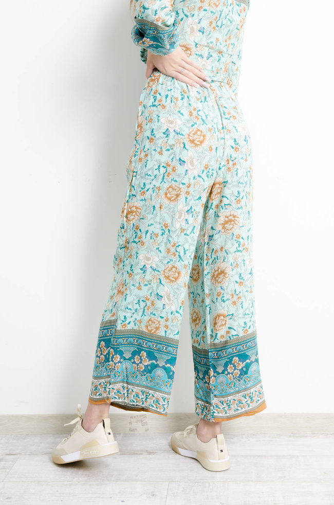 KOMPLET W KWIATY - TURKUSOWY