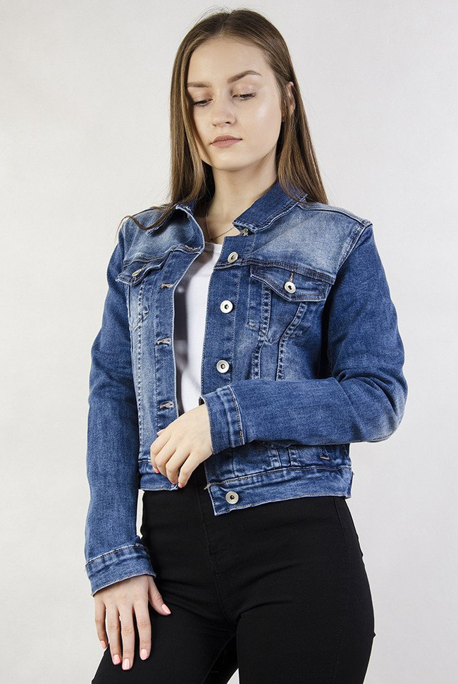 Krótka ciemna kurtka jeansowa