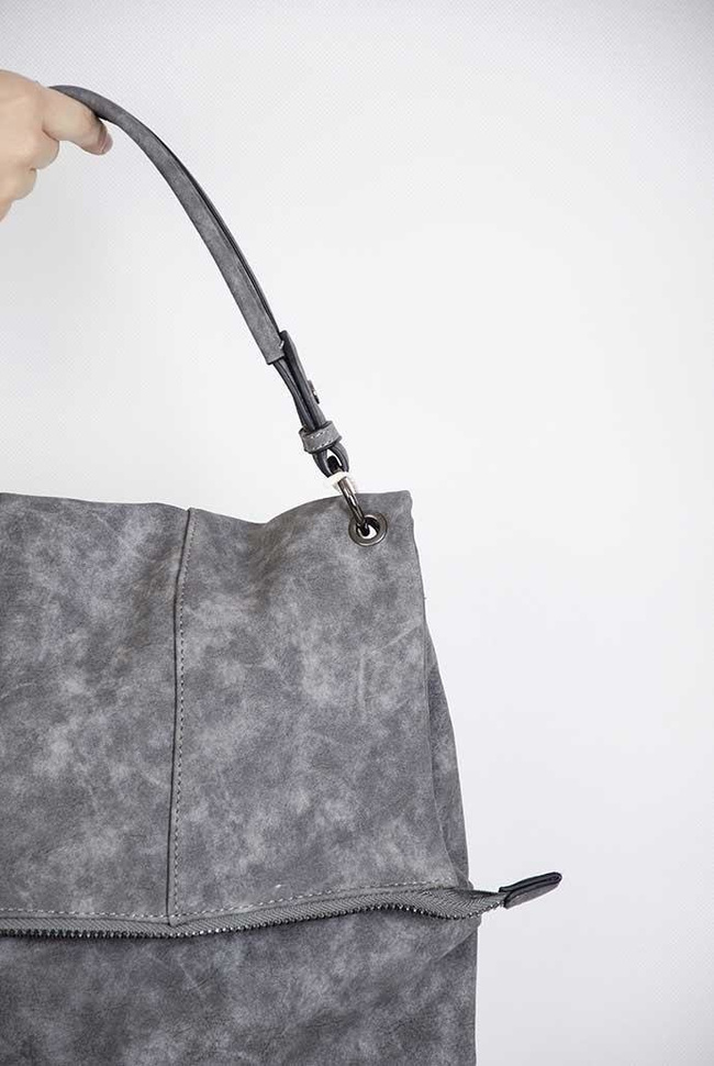 Duża szara torebka z nubuku