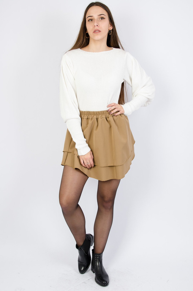 BRĄZOWA ROZKLOSZOWANA SPÓDNICA MINI