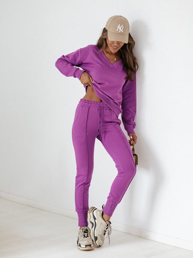 KOMPLET DRESOWY SPODNIE + BLUZA W SZPIC- FIOLETOWY