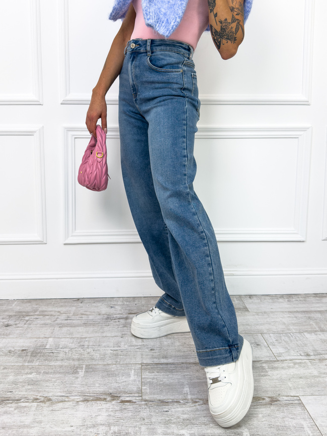 SPODNIE JEANSOWE STRAIGHT W PANTERKĘ